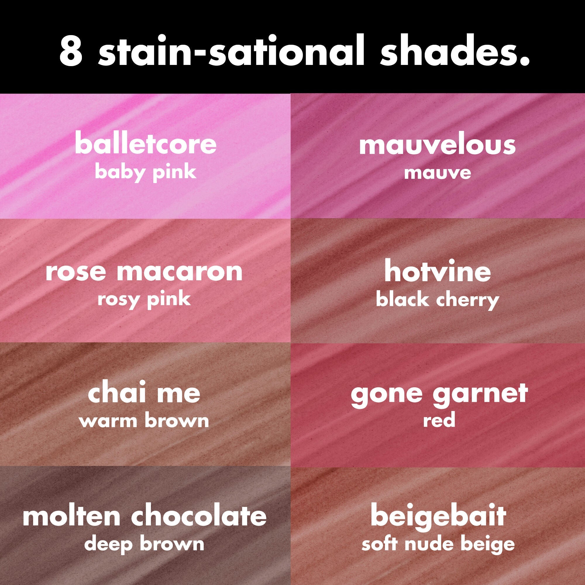 8 Main Lip Stain Shades to Choose From